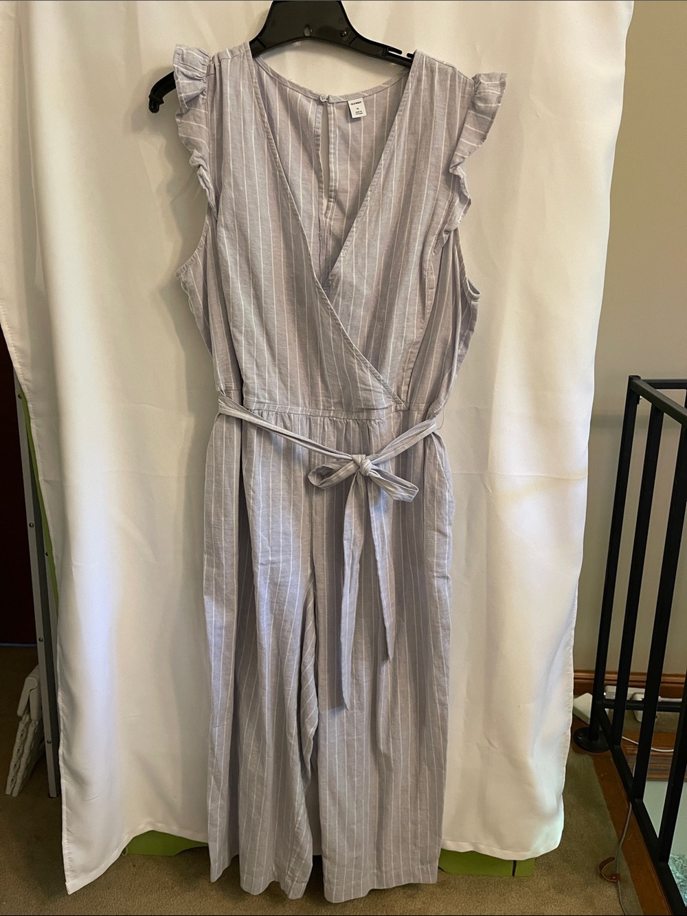 Old Navy Light Blue and White Striped Sleeveless Wide Leg Jumpsuit  XL